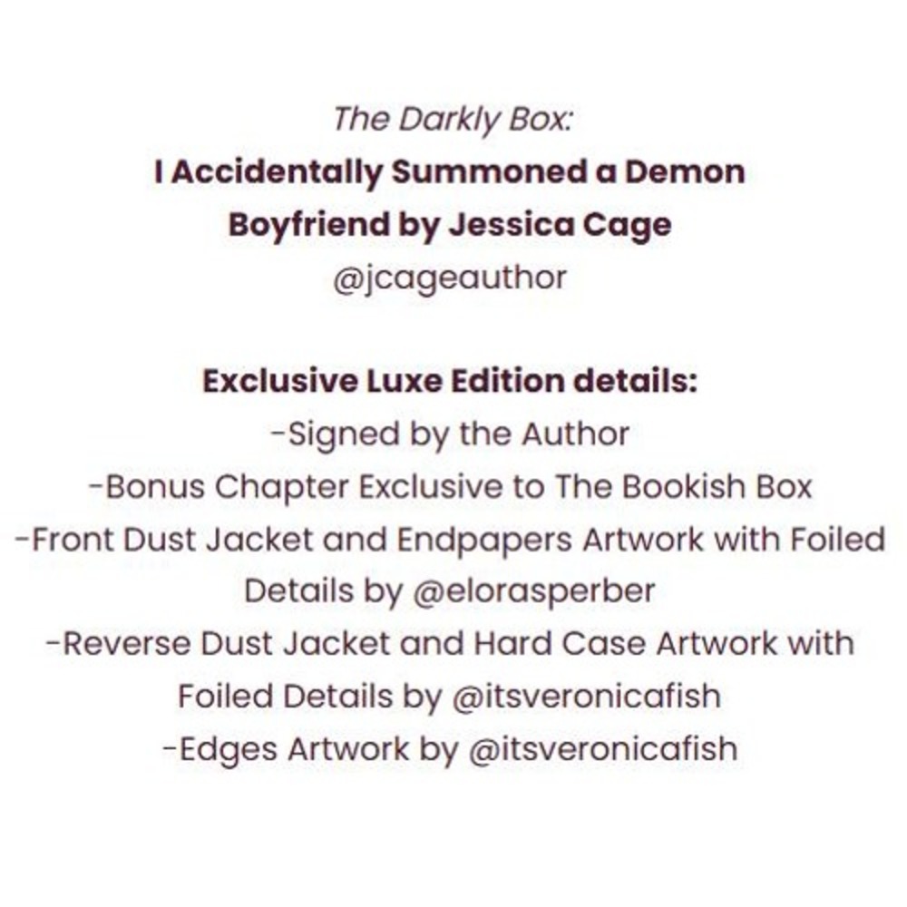 I Accidentally Summoned a Demon Boyfriend Jessica Cage Darkly Bookish Box Signed - Picture 7 of 7